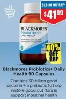 Chemist Warehouse Blackmores probiotics+ daily health 90 capsules offer