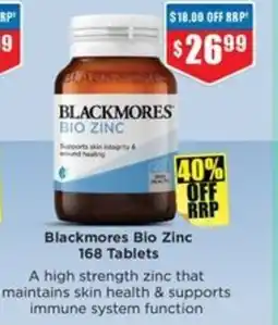 Chemist Warehouse Blackmores Bio Zinc 168 Tablets offer