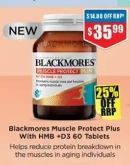 Chemist Warehouse Blackmores Muscle Protect Plus With HMB +D3 60 Tablets offer