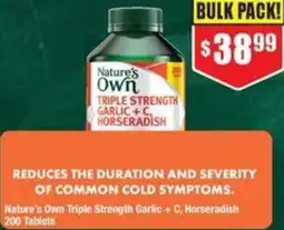 Chemist Warehouse Nature's Own Triple Strength Garlic + C Horseradish offer