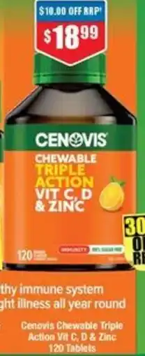 Chemist Warehouse Cenovis Chewable Triple Action Vit C, D & Zinc offer