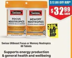 Chemist Warehouse Swisse Ultiboost Focus or Memory Nootropics offer