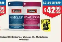 Chemist Warehouse Swisse Ultivite Men's or Women's 50+ Multivitamin offer