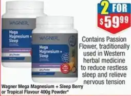 Chemist Warehouse Wagner mega magnesium + sleep berry or tropical flavour powder offer