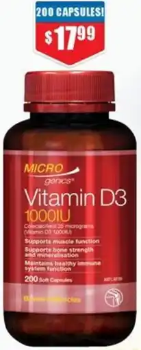 Chemist Warehouse Microgenics Vitamin D3 1000IU offer