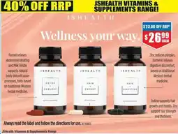 Chemist Warehouse JSHealth Vitamins & Supplements Range offer