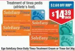Chemist Warehouse Ego SolvEasy Once Daily Tinea Treatment Cream or Tinea Gel offer