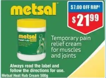 Chemist Warehouse Metsal Heat Rub Cream offer