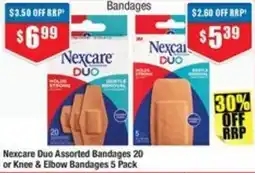 Chemist Warehouse Nexcare Duo Assorted Bandages 20 or Knee & Elbow Bandages 5 Pack offer