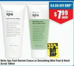 Chemist Warehouse Natio Spa Foot Revival Cream or Smoothing Mint Foot & Hand Scrub offer