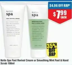 Chemist Warehouse Natio Spa Foot Revival Cream or Smoothing Mint Foot & Hand Scrub offer