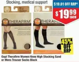 Chemist Warehouse Oapl Therafirm Women Knee High Stocking Sand or Mens Trouser Socks offer