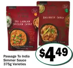 Friendly Grocer Passage to india simmer sauce offer