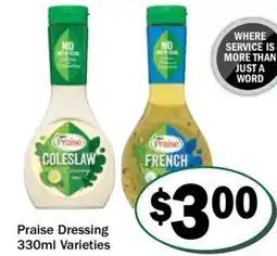 Friendly Grocer Praise dressing varieties offer