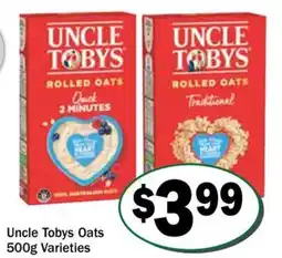 Friendly Grocer Uncle tobys oats varieties offer