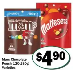 Friendly Grocer Mars chocolate pouch varieties offer