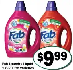 Friendly Grocer Fab laundry liquid varieties offer