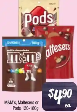 Farmer Jack's M&m's, maltesers or pods offer