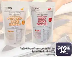 Farmer Jack's The Stock Merchant Triple Concentrated Australian Beef or Chicken Bone Broth offer