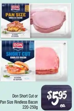 Farmer Jack's Don short cut or pan size rindless bacon offer