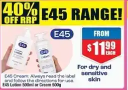 Chemist Warehouse E45 lotion or cream offer