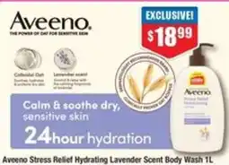Chemist Warehouse Aveeno stress relief hydrating lavender scent body wash offer