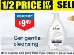 Chemist Warehouse Dove essential care body wash triple hydrate offer