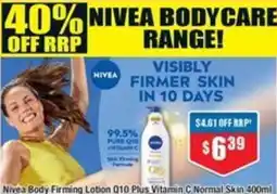 Chemist Warehouse Nivea Body Firming Lotion Q10 Plus Vitamin C Normal Skin offer
