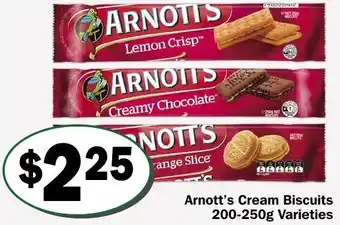 Friendly Grocer Arnott's Cream Biscuits 200-250g offer