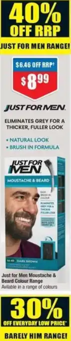 Chemist Warehouse Just for Men Moustache & Beard Colour Range offer
