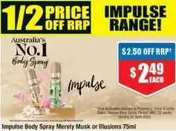 Chemist Warehouse Impulse Body Spray Merely Musk or illusions offer