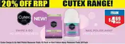 Chemist Warehouse Cutex Swipe & Go Nail Polish Remover Pads or Nail Polish Away Remover Pads offer