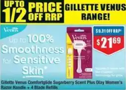 Chemist Warehouse Gillette Venus Comfortglide Sugarberry Scent Plus Olay Women's Razor Handle + 4 Blade Refills offer