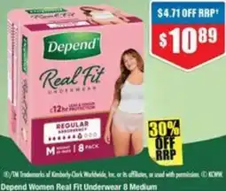 Chemist Warehouse Depend Women Real Fit Underwear 8 Medium offer