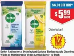 Chemist Warehouse Dettol Antibacterial Disinfectant Surface Biodegradable Cleaning Wipes or Multipurpose Wipes Lemon Burst offer