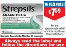 Chemist Warehouse Strepsils Anaesthetic Menthol 16 Lozenges offer