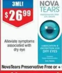 Chemist Warehouse Nova Tears Preservative Free or + Omega3 Lubricating Eye Drops offer