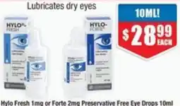 Chemist Warehouse Hylo Fresh 1mg or Forte 2mg Preservative Free Eye Drops offer