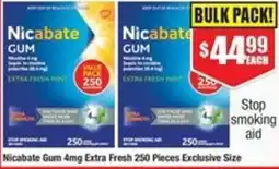 Chemist Warehouse Nicabate Gum 4mg Extra Fresh 250 Pieces Exclusive Size offer
