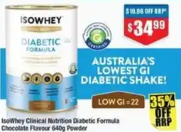 Chemist Warehouse IsoWhey Clinical Nutrition Diabetic Formula offer