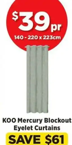 Spotlight Koo mercury blockout eyelet curtains offer