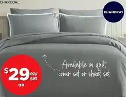 Spotlight BRAMPTON HOUSE Samuel Chambray Quilt Cover Set Featuring Charcoal offer