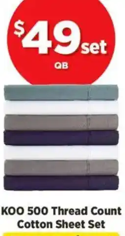 Spotlight KOO 500 Thread Count Cotton Sheet Set offer