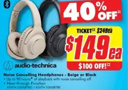 The Good Guys audio-technica Noise Cancelling Headphones - Beige or Black offer
