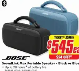 The Good Guys BOSE SoundLink Max Portable Speaker - Black or Blue offer