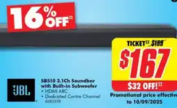 The Good Guys JBL SB510 3.1Ch Soundbar with Built-in Subwoofer offer
