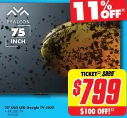 The Good Guys 75" U65 LED Google TV 2025 offer