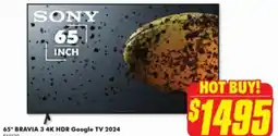 The Good Guys 65" BRAVIA 3 4K HDR Google TV 2024 offer