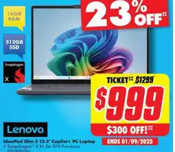The Good Guys IdeaPad Slim 3 15.3" Copilot+ PC Laptop offer