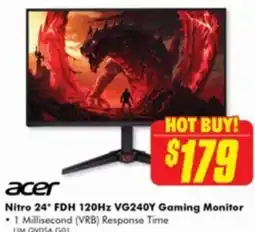 The Good Guys acer Nitro 24" FDH 120Hz VG240Y Gaming Monitor offer